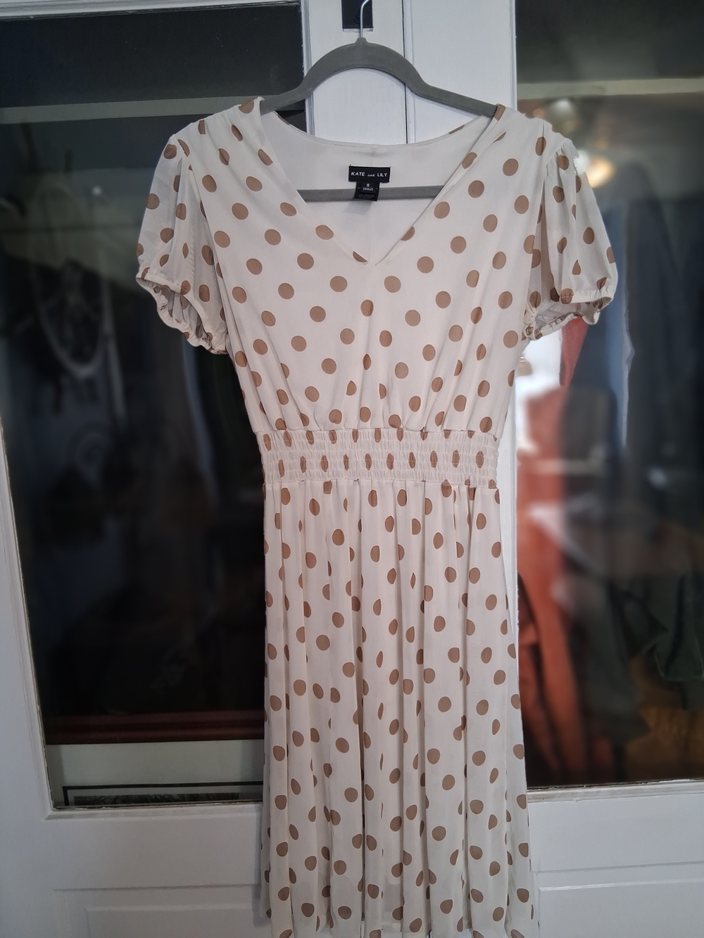 Cream Polka Dot Midi Dress